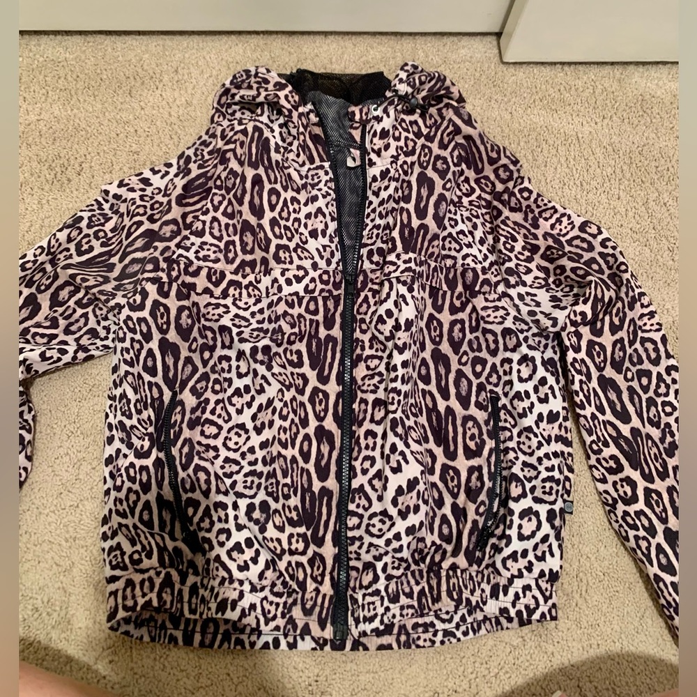 Free People Movement athletic bomber in leopard print. M/L
